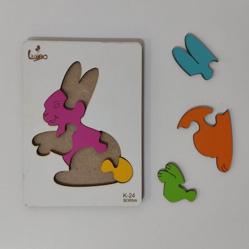 بازی آموزشی حیوانات مدل خرگوش پازلی از جنس چوب ام دی اف 3 میل با کد K-24