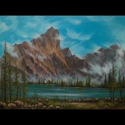 تابلو نقاشی رنگ روغن کوهستان 70در100