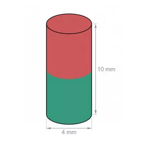 آهن ربا مدل نئودیمیوم استوانه C4x10mm بسته 10 عددی