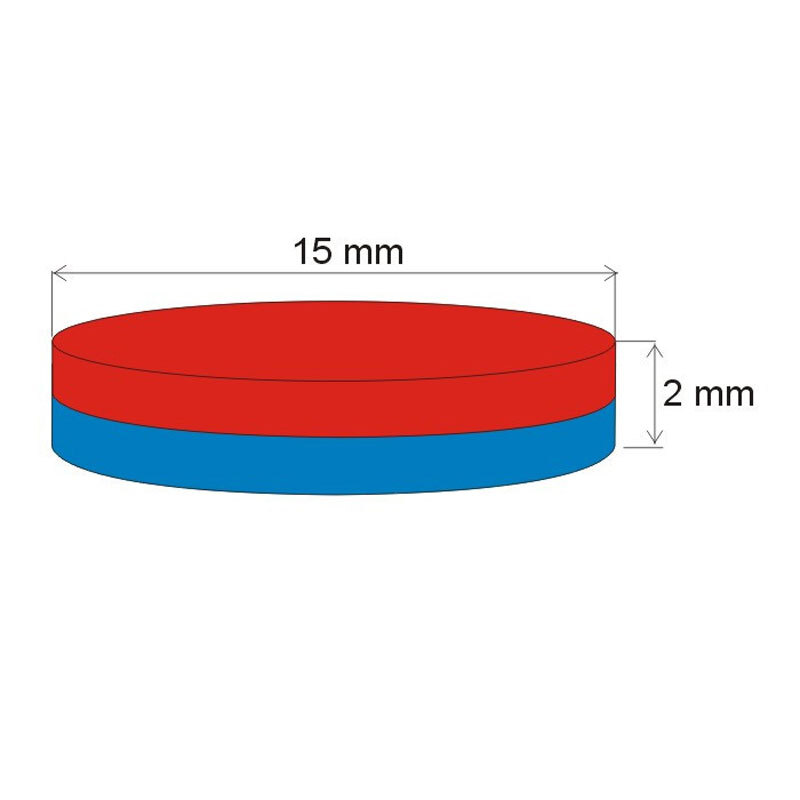 آهن ربا مدل نئودیمیوم دیسک کد 15x2 mm  بسته 2 عددی