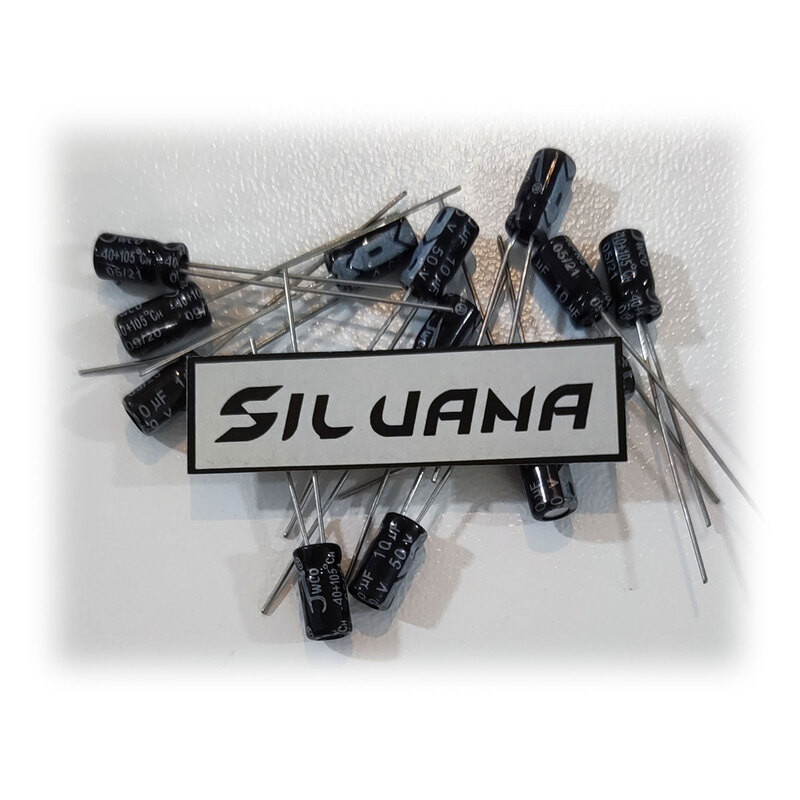 خازن الکترولیت 10 میکرو فاراد 50 ولت جی دبلیو کو کد Silvana-C04 بسته 20 عددی