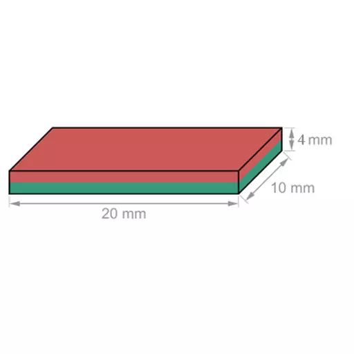 آهن ربا مدل نئودیمیوم بلوک 20x10x4 بسته 2 عددی سوپرمگنت 20x10x4 میلیمتر 