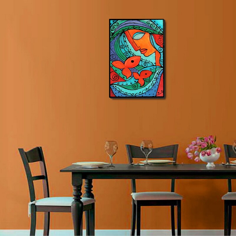 تابلو نقاشی گواش طرح ماهی