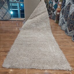 فرش فانتزی مدرن راهرویی شگی فلوکاتی یا  خز پرز بلند  در رنگ نسکافه ای عرض یک متر در طول مورد نظر مشتری