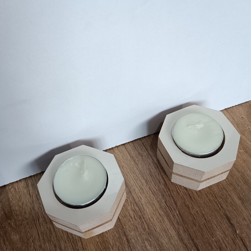 جاشمعی چوبی  مجموعه 10 عددی همراه با شمع وارمر ام دی اف هایگلاس  