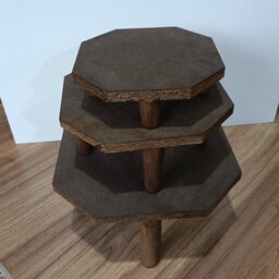 پایه گلدان میز کیک پایه هفت سین 8ضلعی نئوپانی با 4پایه گرد چوبی 
