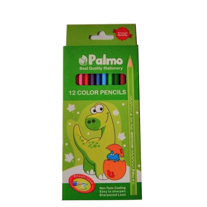 مداد رنگی 12 رنگ پالمو جعبه مقوا در 4 طرح زیبا و متفاوت