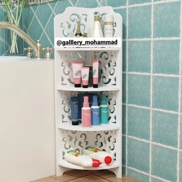 گالری شلف محمد کنجی گلدار  زمینی و دیواری 4طبقه حمام توالت ضدآب مناسب شامپو و لوازم بهداشتی