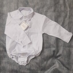 پیراهن زیردکمه ای نوزاد در سه سایز جنس تترون نخ 