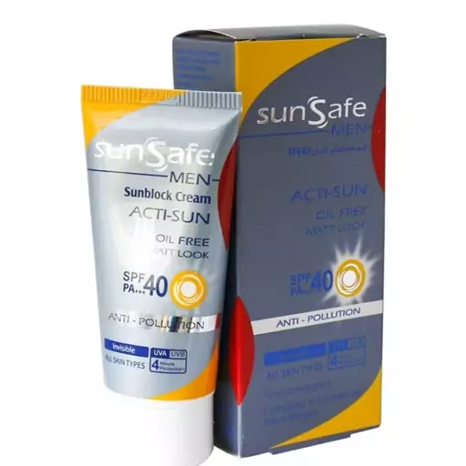 کرم ضد آفتاب فاقد چربی spf40 آقایان سان سیف بی رنگ مناسب برای انواع پوست انقضا 1406

