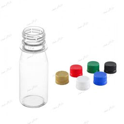 بطری 60 سی سی بسته 100 عددی با درب پلمپ ساده - فروش عمده بطری پت پلاستیکی شصت میل استوانه مدل شربت قوطی و ظرف بدنه