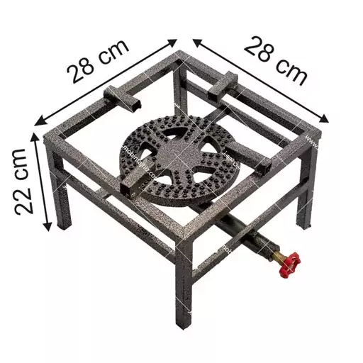 اجاق گاز  تک شعله 25 پروفیلی طول 28 سانتی متر عرض 28 سانتی متر ارتفاع 22 سانتی متر  