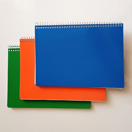 دفتر 80 برگ سیمی باکیفیت بالا لبه های دفتر گرد و خطوط پررنگ و صفحه ضخیم  در 6 رنگ 