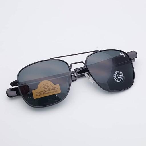عینک آفتابی مردانه AO شیشه سنگ فریم مشکی ارسال رایگان