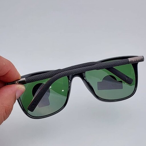 عینک آفتابی مردانه ریبن کائوچویی شیشه سنگ فریم مشکی براق ارسال رایگان 