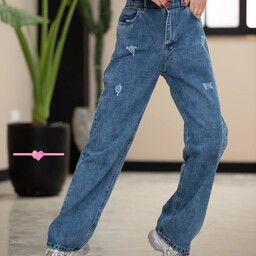 شلوار جین نیم بگ ترک فاق بلند قد 105 سایزبندی از 38 تا 46