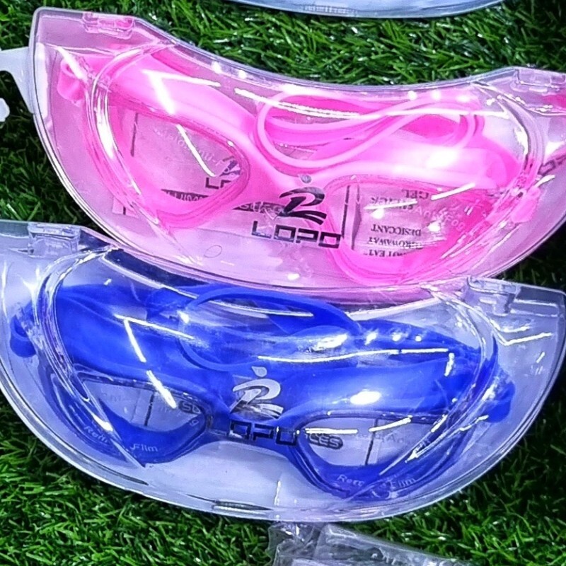 عینک شنا ضد بخار  یو وی دار  در 3 رنگ صورتی و آبی پر رنگ و کم رنگ قابل تغییر سایز و اندازه