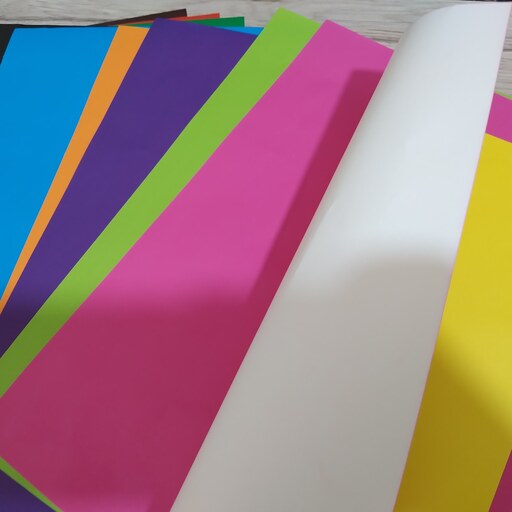 کاغذ رنگی بسته 10 عددی- کاغذ رنگی گلاسه 10 رنگ جور - کاغذرنگی 10 رنگ پشت سفید