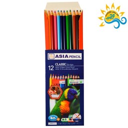مداد رنگی 12 رنگ آسیا - مداد رنگی12 رنگ ASIA  جعبه مقوایی- مدادرنگی12 رنگ آسیا