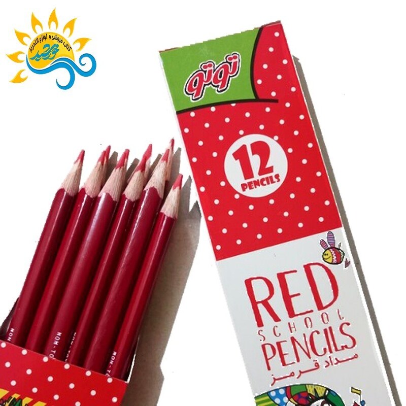 مداد قرمز 3 گوش توتو- مداد قرمز سه گوش - مداد قرمز چند ضلعی- مدادقرمز کیفیت عالی