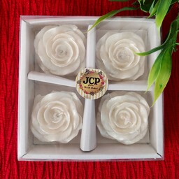 شمع گل رز بسته بندی 4 تایی  رنگ سفید بدون دود و بوی تا مطبوع 