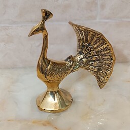 مجسمه برنجی تزیینی و دکوری حیوانات طرح طاووس دم چتری کد 244(طاووس برنزی)