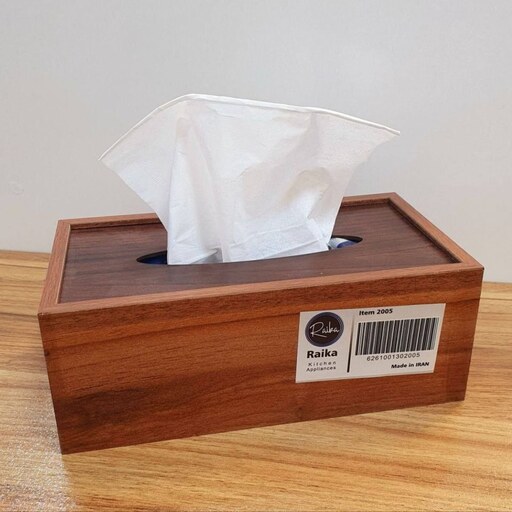 جعبه دستمال کاغذی رایکا چوبیmdf یا جا دستمال کاغذی کشویی رومیزی