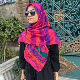 روسری نخی اعلاء دور دست دوز رنگ بندی کامل قواره 130