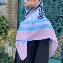 روسری نخی اعلاء قواره  110  رنگ بندی کامل دور دست دوز