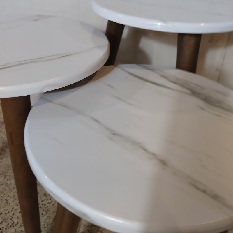 میز عسلی سه تیکه پلکانی مدل مرمر طرح سنگ
