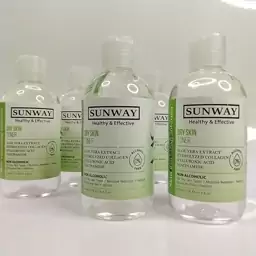 سان وی تونر  محلول پاک کننده پوست های خشک فاقد الکل    SUNWAY DRY SKIN TONER       NOONE ALCOHOL TONER  