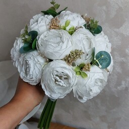 دسته گل مصنوعی عروس پیونی سفید 