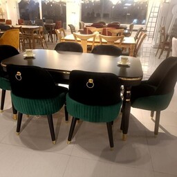 میز و صندلی ناهار خوری چهار نفره مدل کلاسیک تماماً  چوب راش گرجستانی با پهنای پایه ی 10 MAHDI WOOD 