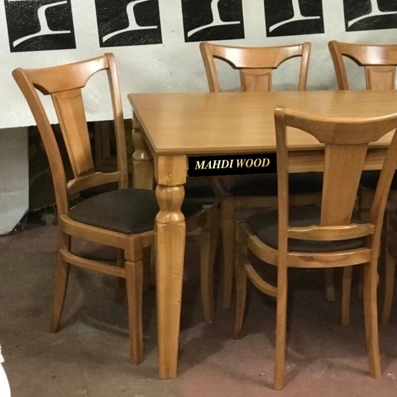میز و صندلی ناهارخوری چهار نفره مدل کرواتی ،تماماً راش حتی اتصالات منبت کار با دست MAHDI WOOD