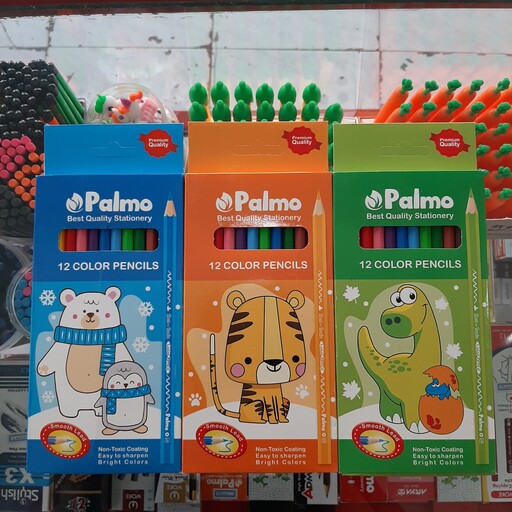 مدادرنگی 12 رنگ جعبه مقوایی برند پالمو