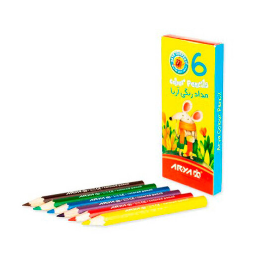 مداد رنگی 6 رنگ آریا مدل 3071 کد 1030031