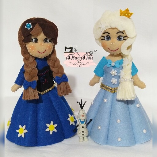 عروسک السا و انا،شخصیت های محبوب دخترانه،کاملا دست دوز(عروسک نمدی)