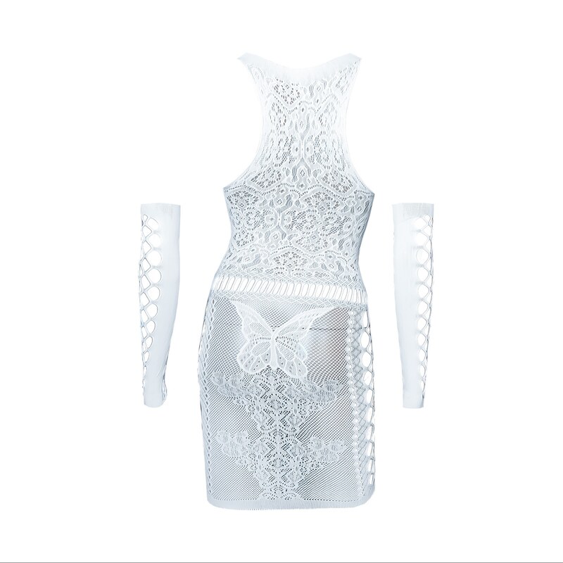 لباس خواب فانتزی زنانه فاق باز وارداتی مدل Q027 رنگ سفید دارای ساق دست