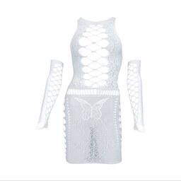 لباس خواب فانتزی زنانه فاق باز وارداتی مدل Q027 رنگ سفید دارای ساق دست