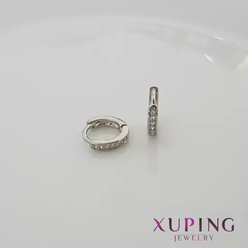 گوشواره Xuping حلقه ای نقره ای نگین دار