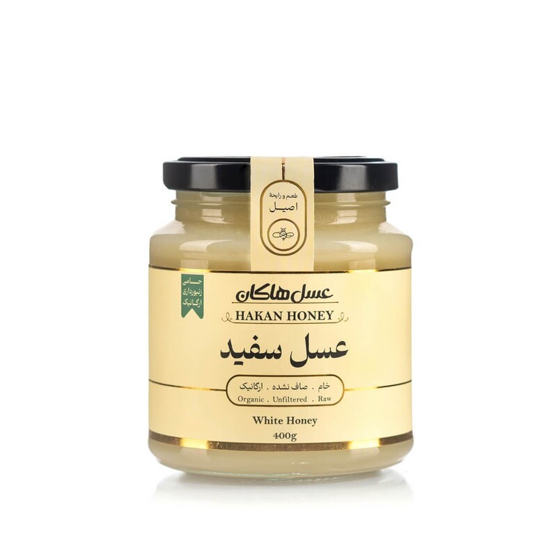 عسل سفید ارگانیک با گواهینامه ارگانیک ایران 400 گرم شیشه ای