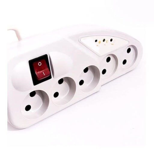 محافظ ولتاژ 5 خانه تکسان با کابل 3 متری مناسب لوازم صوتی و تصویری و موبایل  