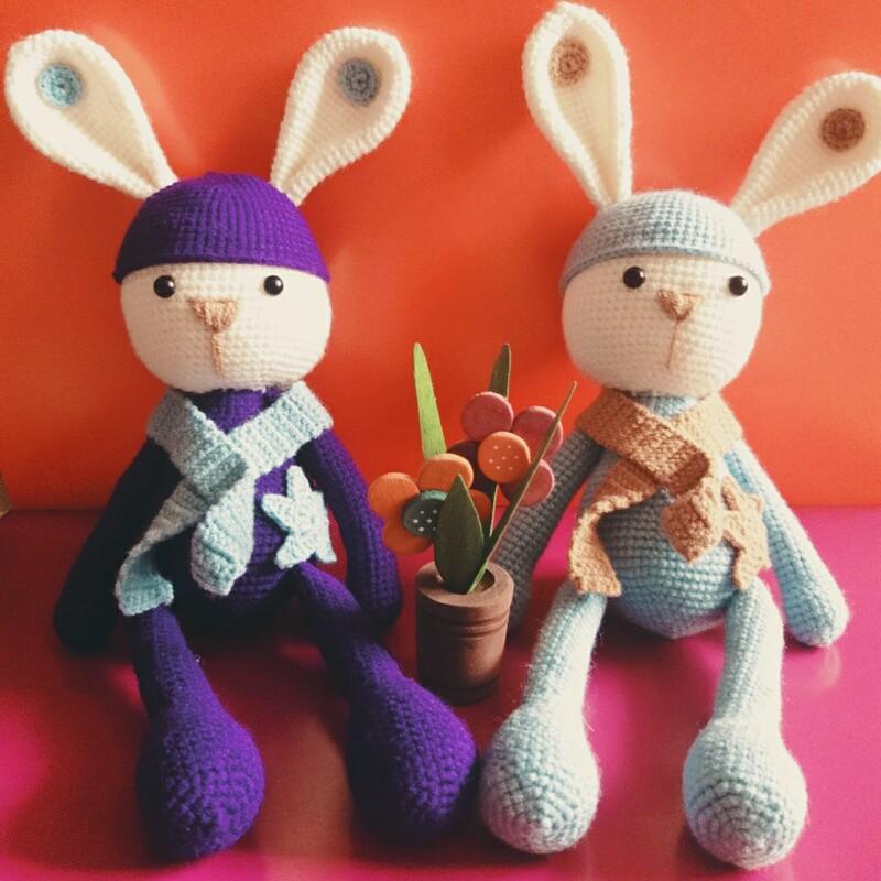 عروسک دست بافت مدل خرگوش زویی پسرونه و دخترونه در رنگهای مختلف