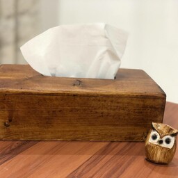 جعبه دستمال کاغذی ساده ابعاد استاندارد از جنس چوب روس و ضدآب، مناسب جهیزیه عروس