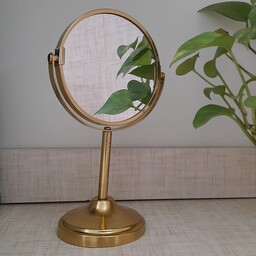 آینه فلزی طلایی آویرور سایز کوچک، قطر 12 و ارتفاع 23 سانتی متر 