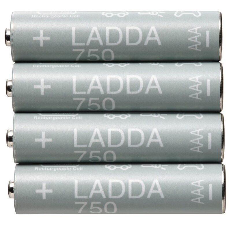 باتری نیم قلم 4تایی قابل شارژ آیکیا مدلLADDA. HR03 AAA 1.2V 750mAh. کدمحصول 905.098.19