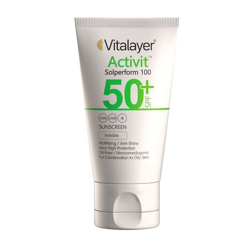 کرم ضدآفتاب spf50 پوست چرب اکتی ویت ویتالیر بدون رنگ حجم 40 میل