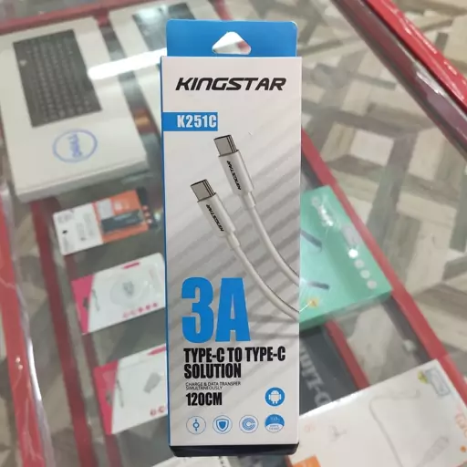 کابل تایپ سی به تایپ سی KingStar کینگ استار مدل K251C طول 120 سانتی متر دارای 5 ماه گارانتی