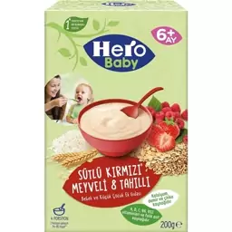 سرلاک هشت غله و میوه های قرمز با شیر هرو بیبی  200 گرم Hero Baby