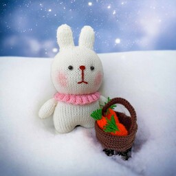 عروسک خرگوش سفید ، عروسک  بافتنی دستباف